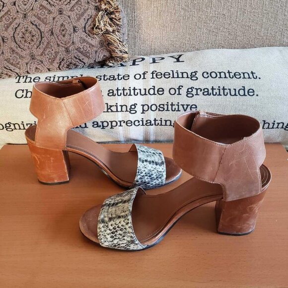 ENZO ANGIOLINI BROWN LEATHER SNAKE SANDAL - Picture 4 of 5